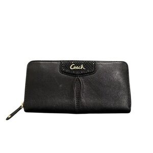 Coach Black Accordion Wallet With Gold Tone Coach Symbol